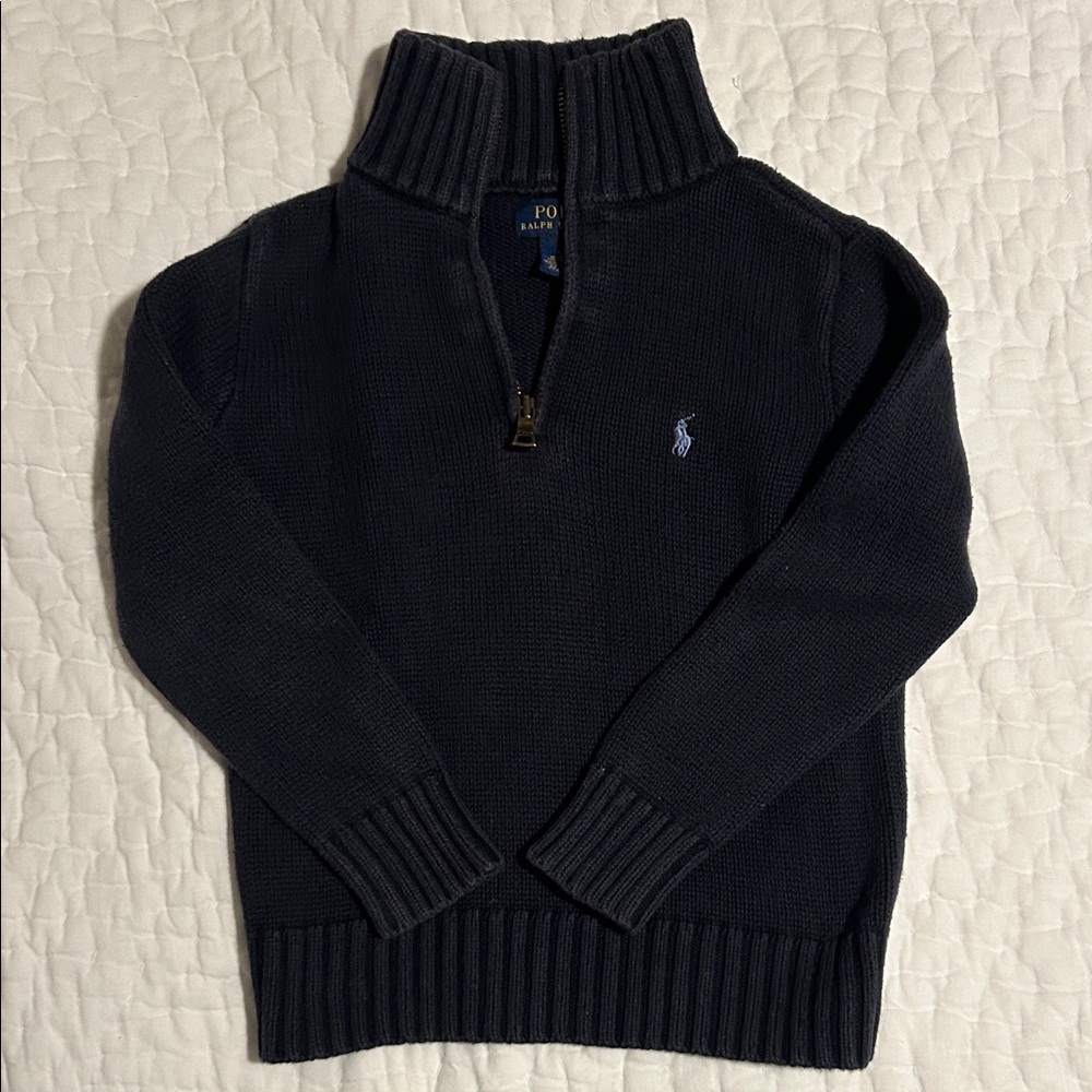 Polo by Ralph Lauren Boys Dark Blue Zip-Up Sweater
